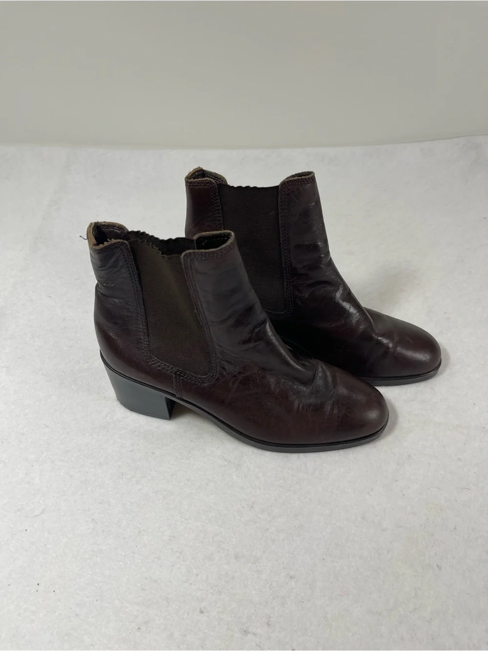 Mootsies Tootsies Brown Leather Chelsea Ankle Boots Women’s 7.5M Block Heel
